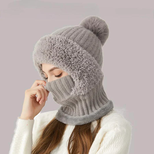 Bonnet cagoule femme doublé fourrure